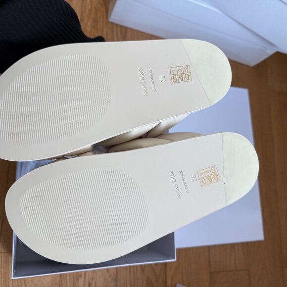 NWT Anine Bing Lizzie Slide Sandals Padded Crisscross Strap Open Toe Ivory Sz 36 - Picture 9 of 10